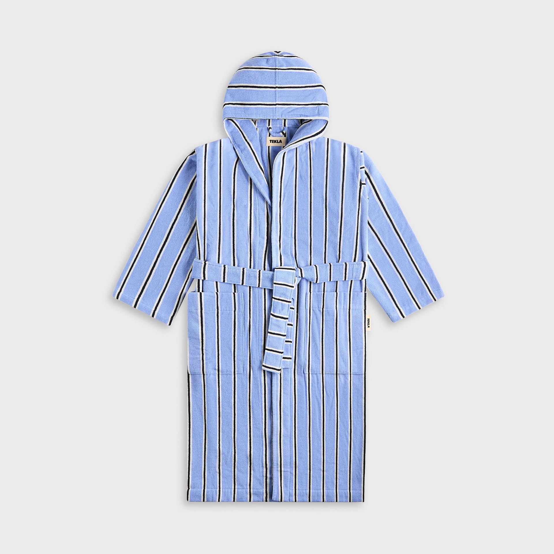 Tekla Hooded Bathrobe in Bassett Stripes