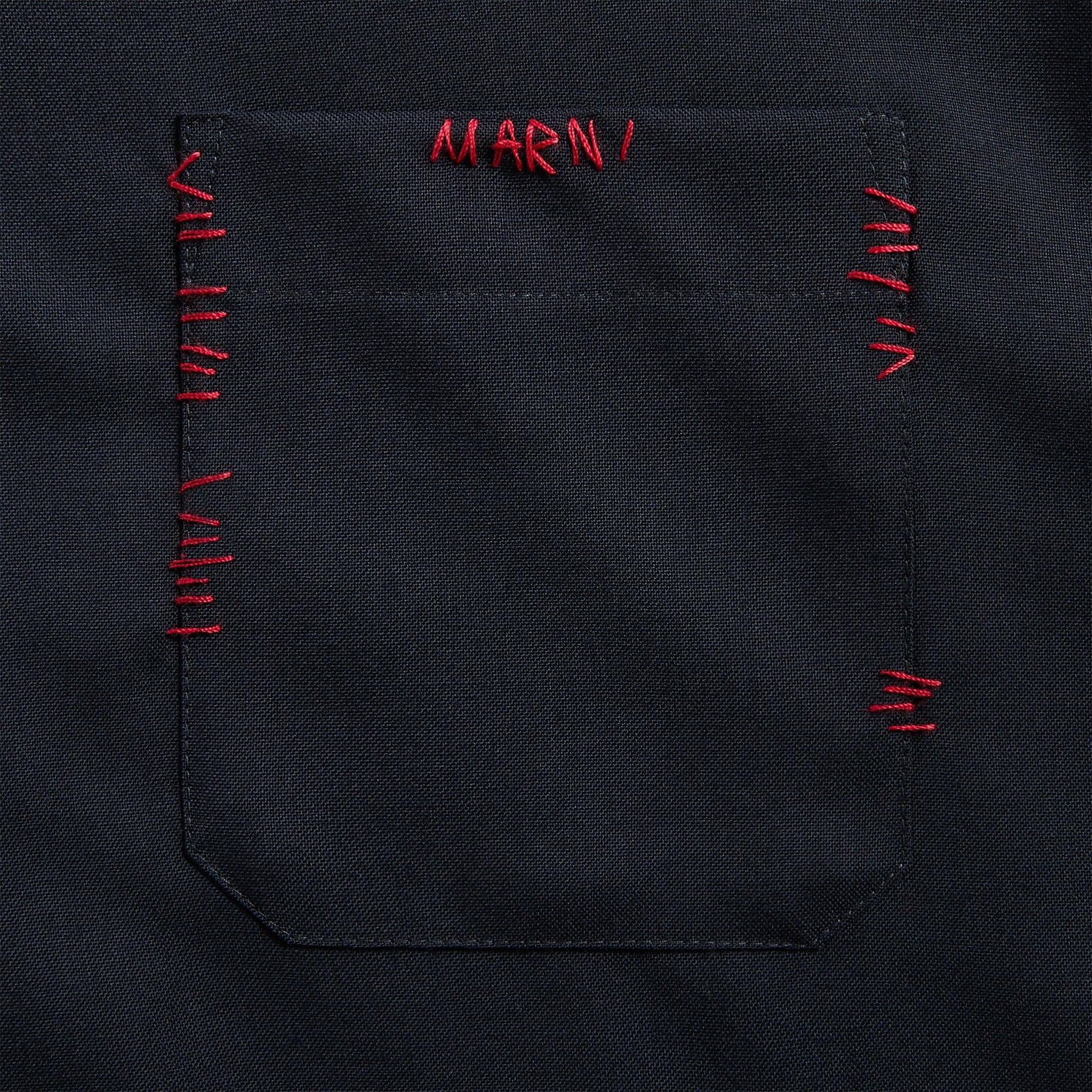 Marni Blue Tropical Wool Bowling Shirt in Blue / Black