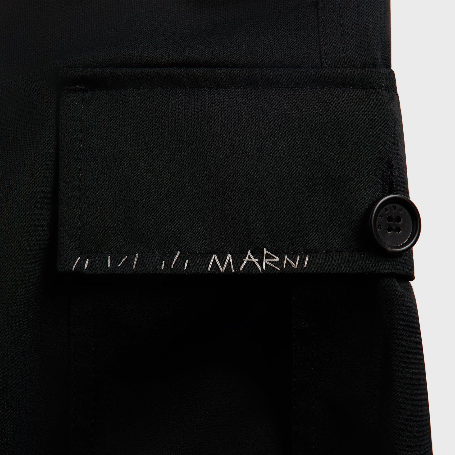 Marni Taffeta Drawstring Cargo Workwear Gabardine Pant in Black