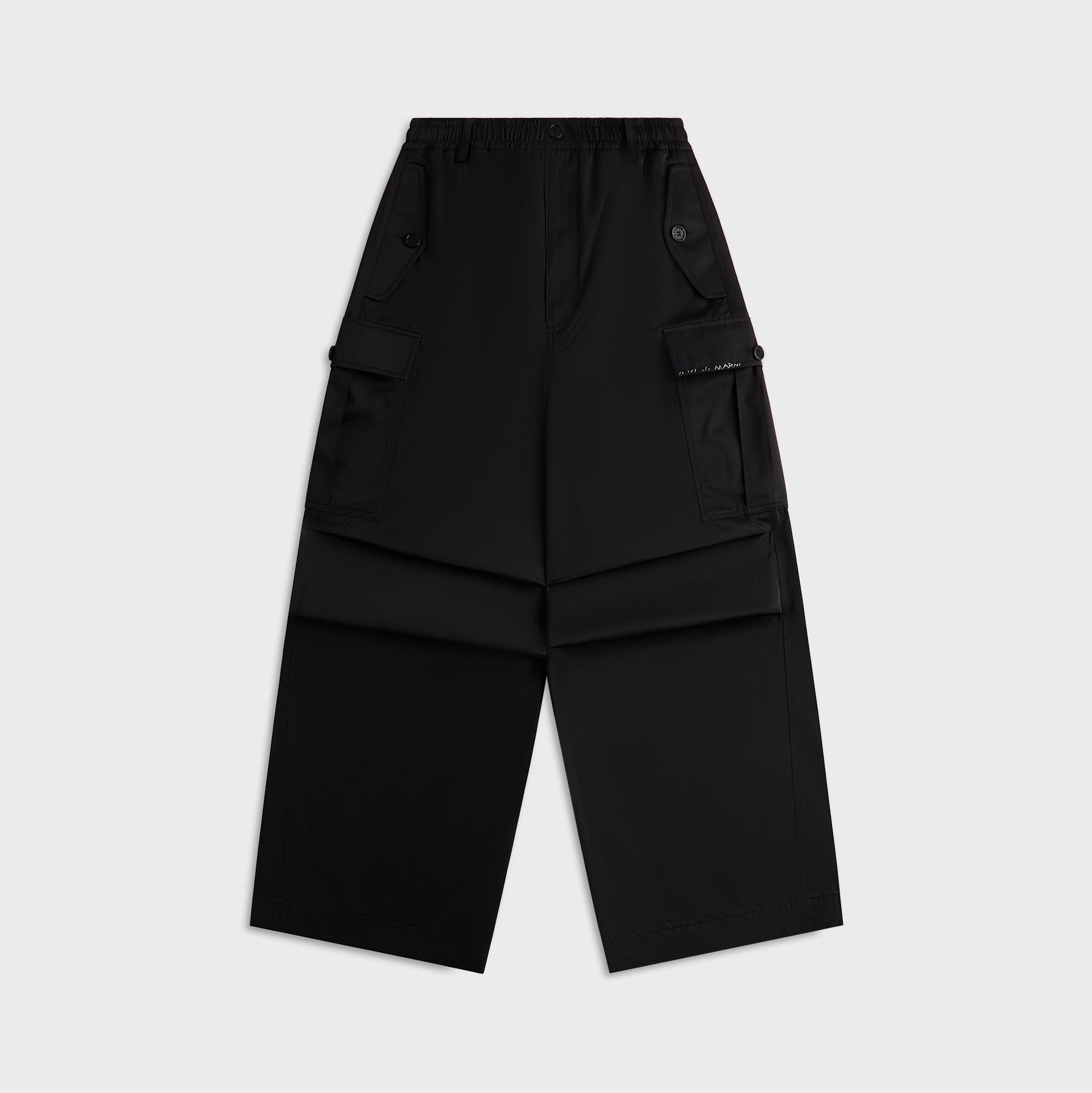 Marni Taffeta Drawstring Cargo Workwear Gabardine Pant in Black