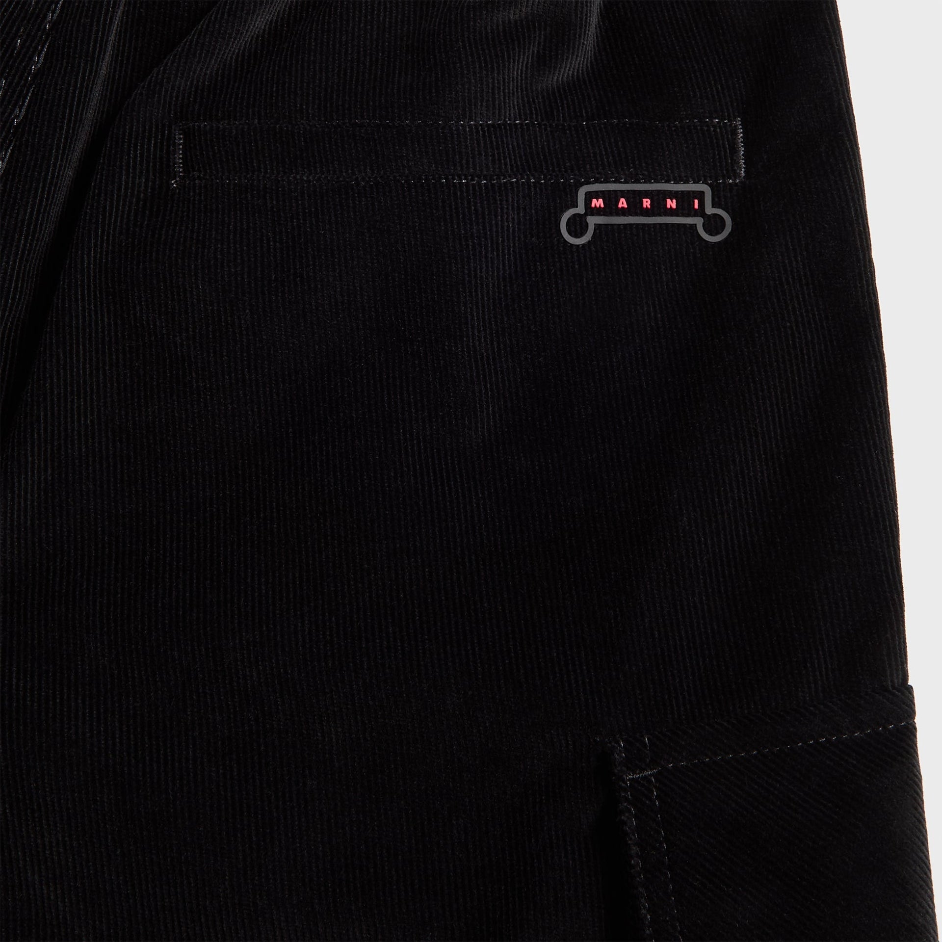 Marni Corduroy Drawstring Cargo Workwear Gabardine Pants - Black