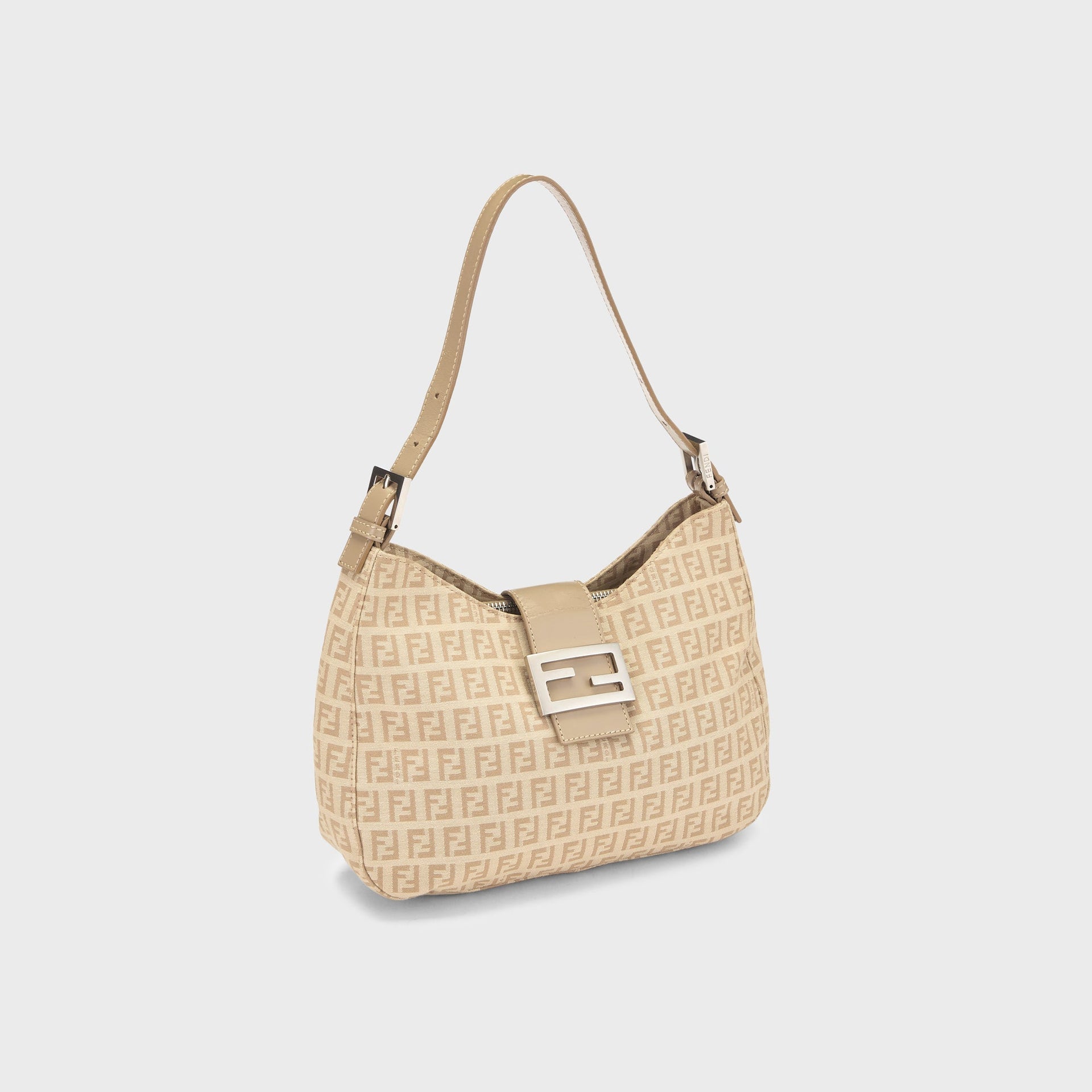 WGACA Fendi Zucchino Canvas Shoulder Bag - Beige