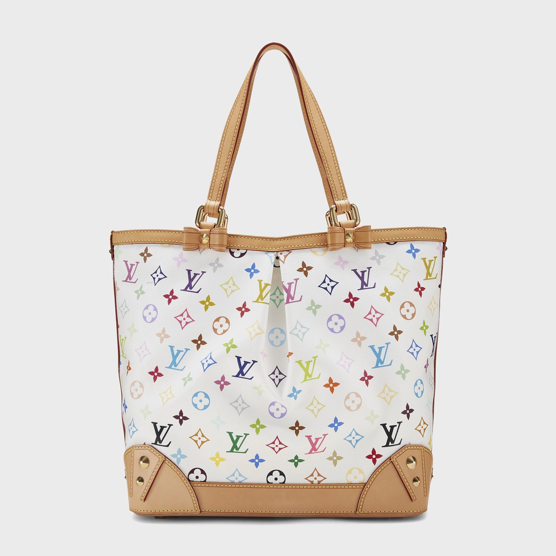 WGACA White Monogram Multicolore Sharleen MM Bag in White