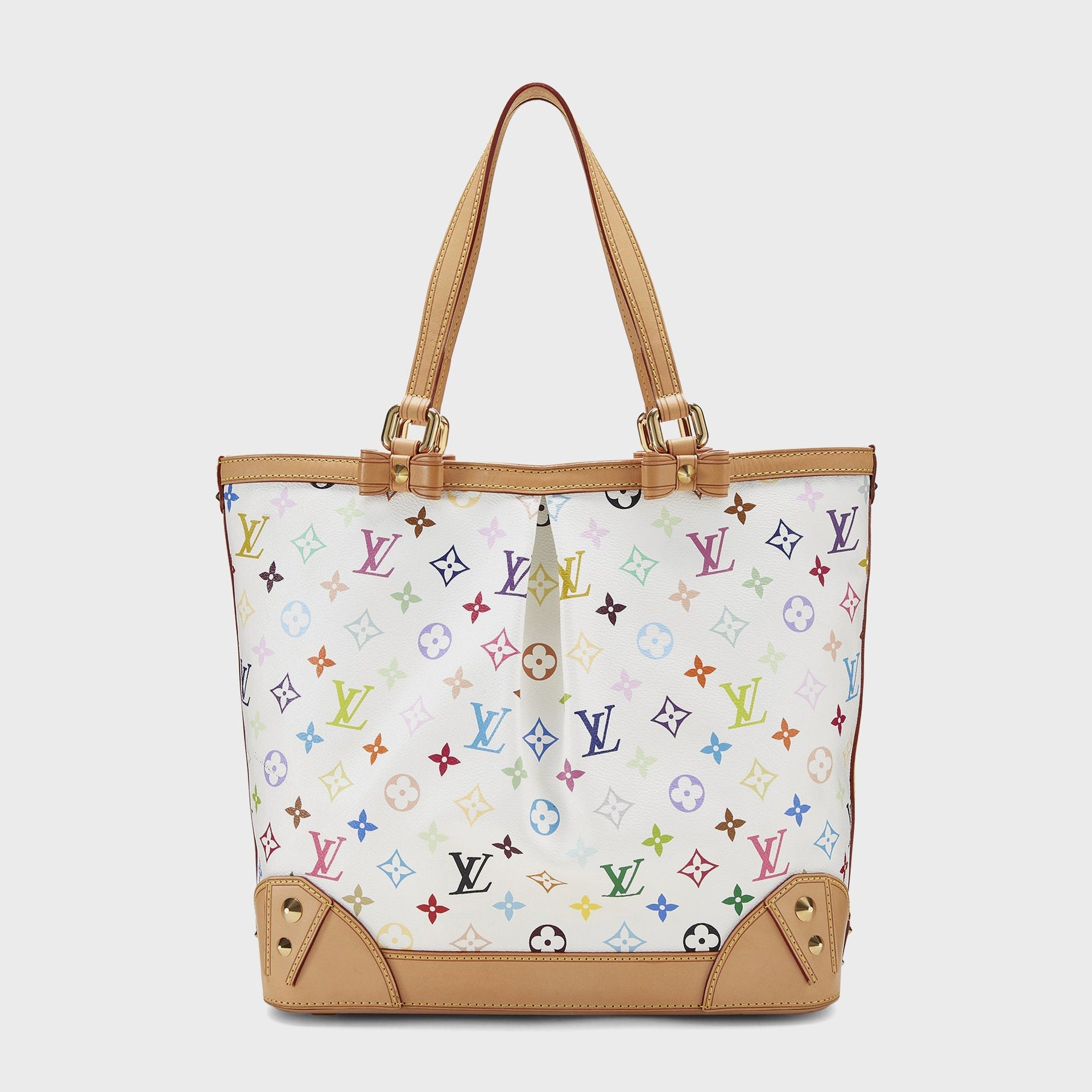 WGACA White Monogram Multicolore Sharleen MM Bag in White