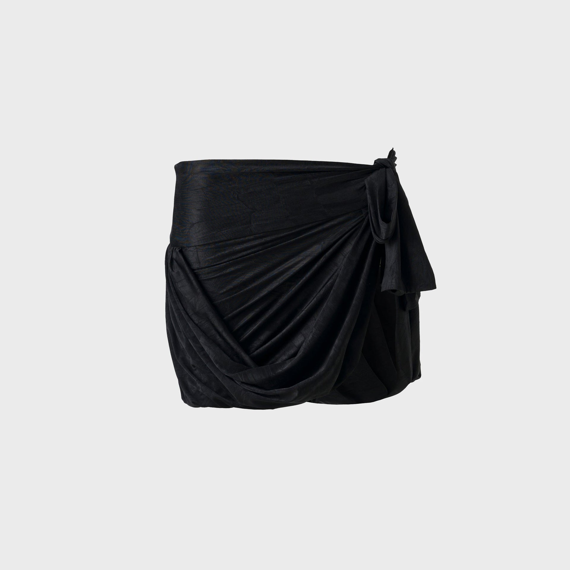 Siedres Tie Detailed Jersey Wrap Mini Skirt - Black
