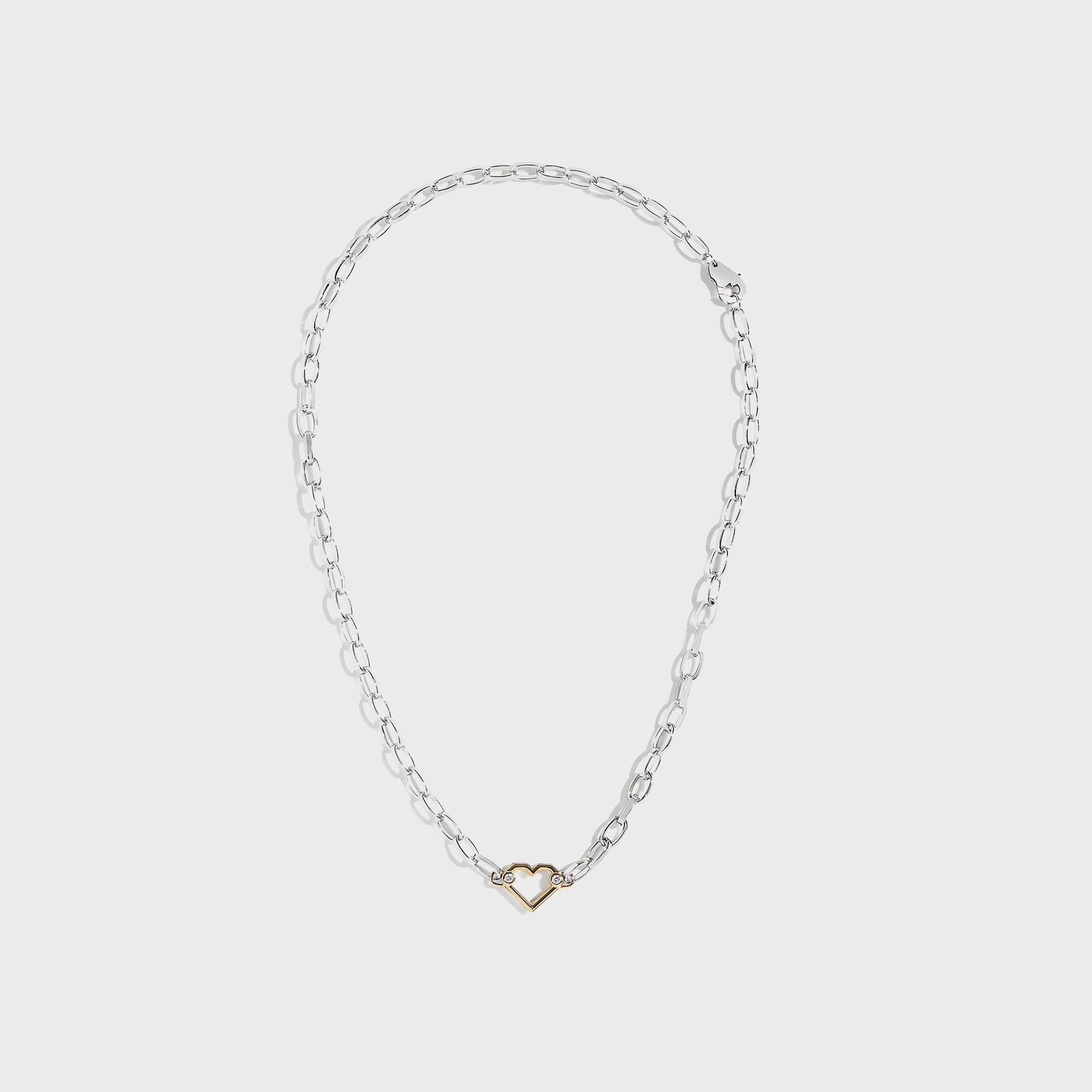 Greg Yuna Umlaut Heart Handles Necklace in Silver / Gold